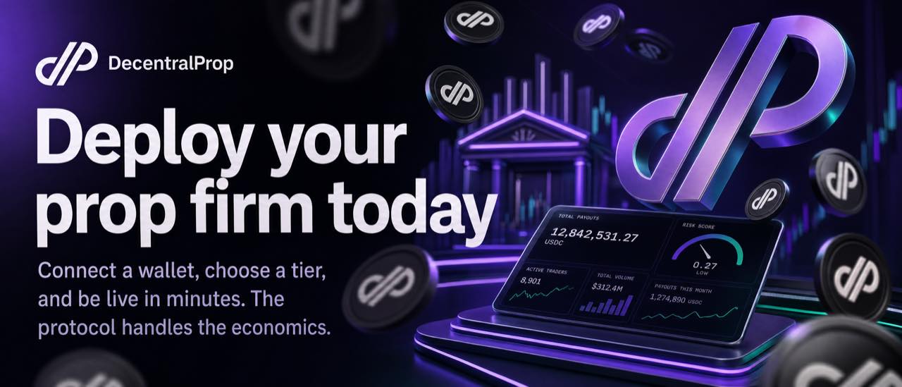 Deploy your prop firm today. Connect a wallet, choose a tier, and be live in minutes.